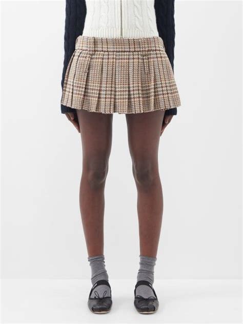 miu miu tasche tartan|Miu Miu Pleated Tartan Miniskirt .